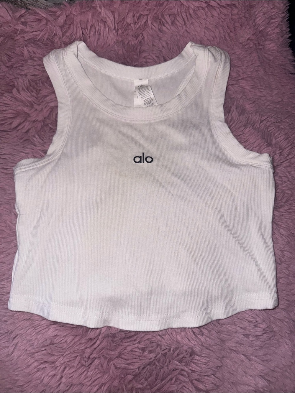 Alo white yoga crop tank top size S